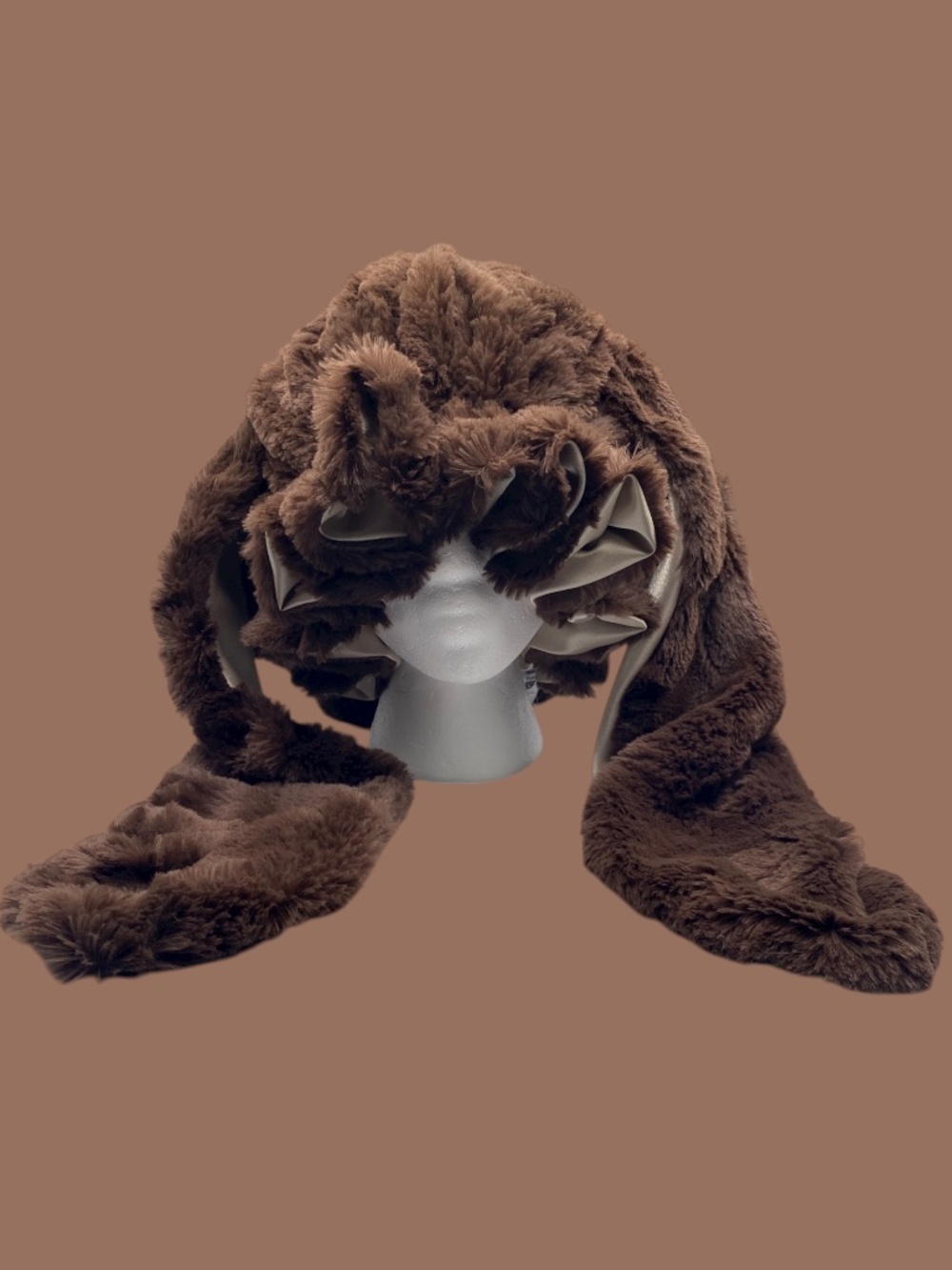 Adjustable Handmade Faux Fur Sleeping Rabbit Bonnet